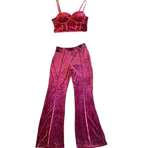 Haute Monde Pink Velvet Crop Top